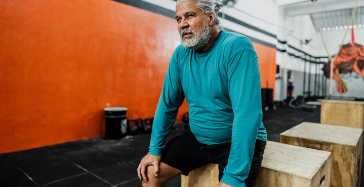 Older man resting after exercise