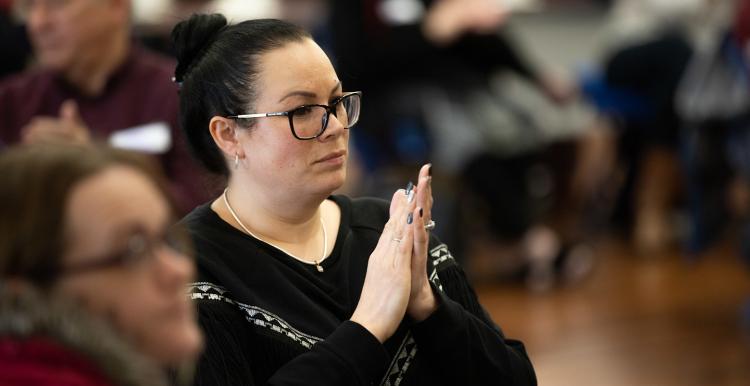 Woman at a focus group