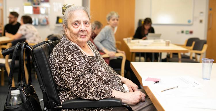 Elderly lady in a wheelchair