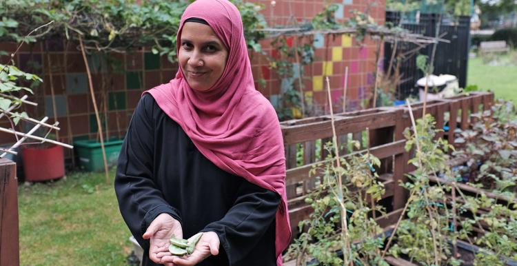 Woman from Islington's Bangladeshi community at a gardening project