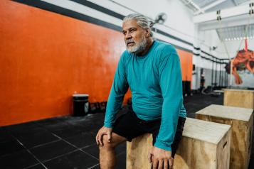 Older man resting after exercise
