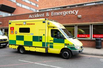Ambulance outside an Accident and Emergency department