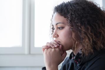 Young woman grieving